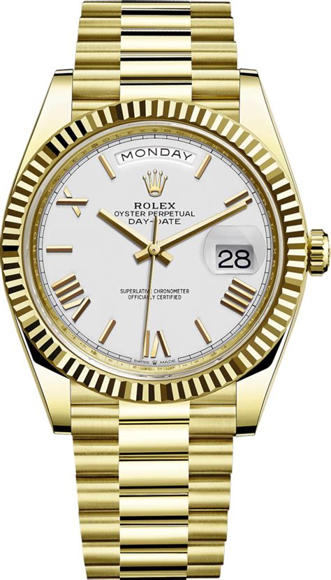 rolex daydate gold white dial|rolex day date 40 228238.